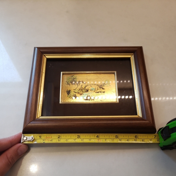 Vintage Italian Picture of a Bridge, Stream &Nature on hand-painted on gold leaf - Picture 10 of 10